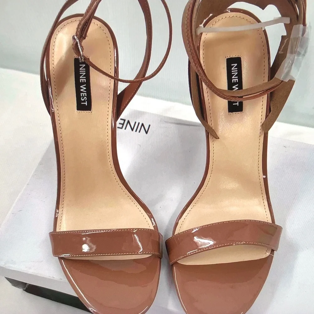 Nine West Brown Patent Leather High Heel Sandals - Picture 3 of 10
